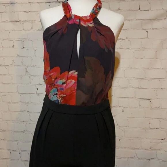 Trina Turk Floral & Black Halter‎ Jumpsuit Size 6 - Picture 4 of 14
